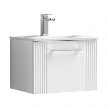 Nuie Deco Wall Hung 1-Drawer Vanity Unit with Basin-4 500mm Wide - Satin White