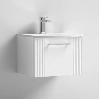 Nuie Deco Wall Hung 1-Drawer Vanity Unit with Basin-4 500mm Wide - Satin White