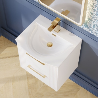 Nuie Deco Wall Hung 2-Drawer Vanity Unit with Basin-4 500mm Wide - Satin White | Product Image