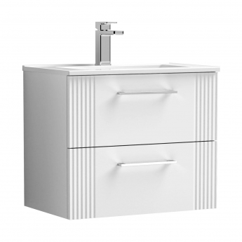 Nuie Deco Wall Hung 2-Drawer Vanity Unit with Basin-2 600mm Wide - Satin White