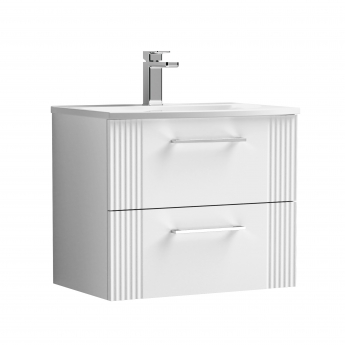 Nuie Deco Wall Hung 2-Drawer Vanity Unit with Basin-4 600mm Wide - Satin White