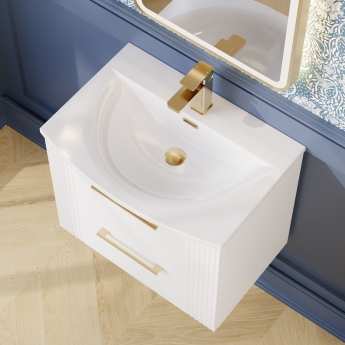 Nuie Deco Wall Hung 2-Drawer Vanity Unit with Basin-4 600mm Wide - Satin White | Product Image