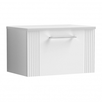Nuie Deco Wall Hung 1-Drawer Vanity Unit with Worktop 600mm Wide - Satin White