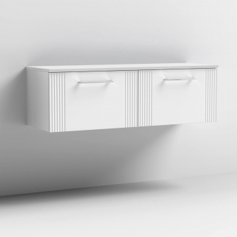 Nuie Deco Wall Hung 2-Drawer Vanity Unit with Worktop 1200mm Wide - Satin White