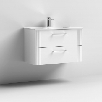 Nuie Deco Wall Hung 2-Drawer Vanity Unit with Basin-2 800mm Wide - Satin White