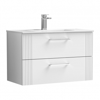 Nuie Deco Wall Hung 2-Drawer Vanity Unit with Basin-2 800mm Wide - Satin White