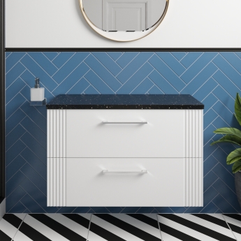 Deco 800mm 2-Drawer Wall Hung Vanity Unit with Countertop