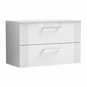 Nuie Deco Wall Hung 2-Drawer Vanity Unit with Worktop 800mm Wide - Satin White