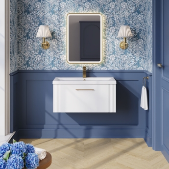 Nuie Deco Wall Hung 1-Drawer Vanity Unit with Basin-1 800mm Wide - Satin White | Product Image