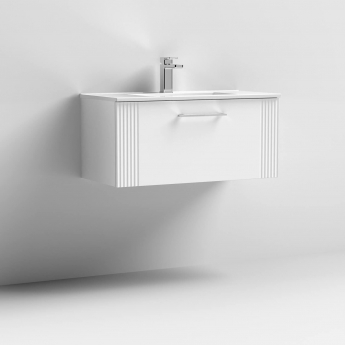 Nuie Deco Wall Hung 1-Drawer Vanity Unit with Basin-2 800mm Wide - Satin White