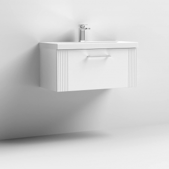 Nuie Deco Wall Hung 1-Drawer Vanity Unit with Basin-3 800mm Wide - Satin White