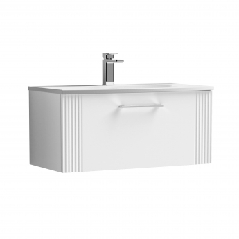 Nuie Deco Wall Hung 1-Drawer Vanity Unit with Basin-4 800mm Wide - Satin White
