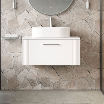Nuie Deco Wall Hung 1-Drawer Vanity Unit with Worktop 800mm Wide - Satin White | Product Image