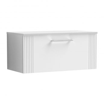 Nuie Deco Wall Hung 1-Drawer Vanity Unit with Worktop 800mm Wide - Satin White