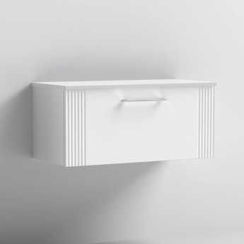 Nuie Deco Wall Hung 1-Drawer Vanity Unit with Worktop 800mm Wide - Satin White