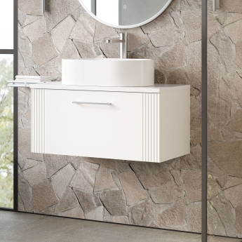 Nuie Deco Wall Hung 1-Drawer Vanity Unit with Worktop 800mm Wide - Satin White | Product Image