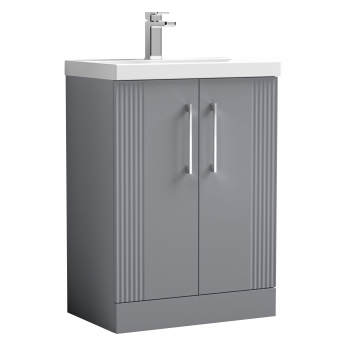 Nuie Deco Floor Standing 2-Door Vanity Unit with Basin-3 600mm Wide - Satin Grey