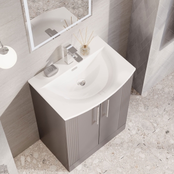 Nuie Deco Floor Standing 2-Door Vanity Unit with Basin-4 600mm Wide - Satin Grey | Product Image