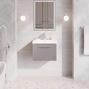 Nuie Deco Wall Hung 1-Drawer Vanity Unit with Basin-1 500mm Wide - Satin Grey | Product Image