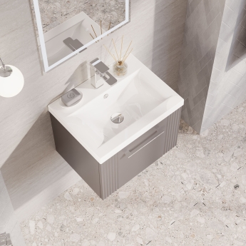 Nuie Deco Wall Hung 1-Drawer Vanity Unit with Basin-1 500mm Wide - Satin Grey | Product Image