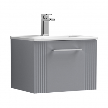 Nuie Deco Wall Hung 1-Drawer Vanity Unit with Basin-2 500mm Wide - Satin Grey