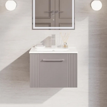 Nuie Deco Wall Hung 1-Drawer Vanity Unit with Basin-2 500mm Wide - Satin Grey
