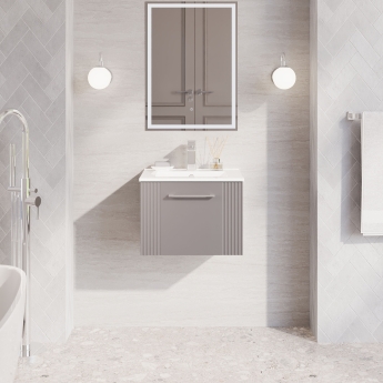 Nuie Deco Wall Hung 1-Drawer Vanity Unit with Basin-2 500mm Wide - Satin Grey | Product Image