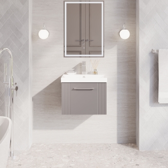 Nuie Deco Wall Hung 1-Drawer Vanity Unit with Basin-3 500mm Wide - Satin Grey | Product Image