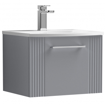 Nuie Deco Wall Hung 1-Drawer Vanity Unit with Basin-4 500mm Wide - Satin Grey