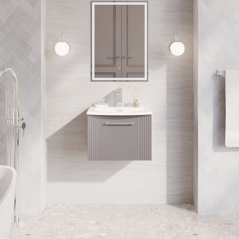 Nuie Deco Wall Hung 1-Drawer Vanity Unit with Basin-4 500mm Wide - Satin Grey | Product Image