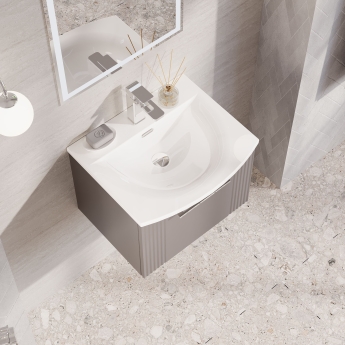 Nuie Deco Wall Hung 1-Drawer Vanity Unit with Basin-4 500mm Wide - Satin Grey | Product Image