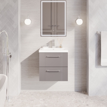 Nuie Deco Wall Hung 2-Drawer Vanity Unit with Basin-1 500mm Wide - Satin Grey | Product Image