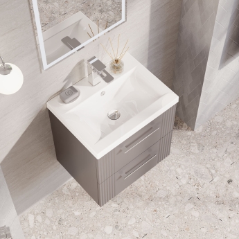 Nuie Deco Wall Hung 2-Drawer Vanity Unit with Basin-1 500mm Wide - Satin Grey | Product Image