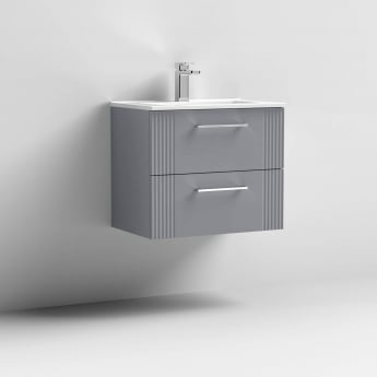 Nuie Deco Wall Hung 2-Drawer Vanity Unit with Basin-3 600mm Wide - Satin Grey