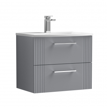 Nuie Deco Wall Hung 2-Drawer Vanity Unit with Basin-4 600mm Wide - Satin Grey