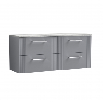 Nuie Deco Wall Hung 4-Drawer Vanity Unit with Bellato Grey Worktop 1200mm Wide - Satin Grey | Product Image