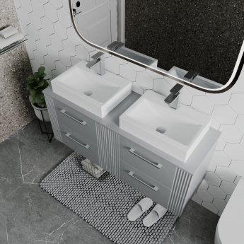 Nuie Deco Wall Hung 4-Drawer Vanity Unit with Worktop 1200mm Wide - Satin Grey