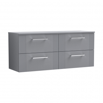 Nuie Deco Wall Hung 4-Drawer Vanity Unit with Worktop 1200mm Wide - Satin Grey