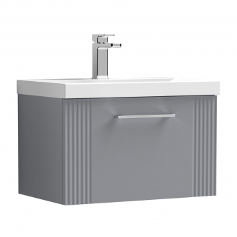 Nuie Deco Wall Hung 1-Drawer Vanity Unit with Basin-1 600mm Wide - Satin Grey