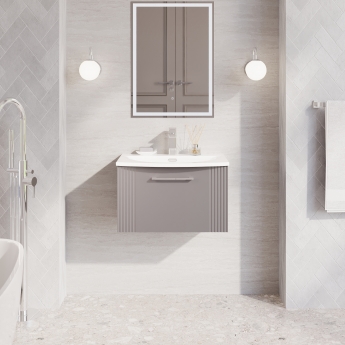 Nuie Deco Wall Hung 1-Drawer Vanity Unit with Basin-4 600mm Wide - Satin Grey