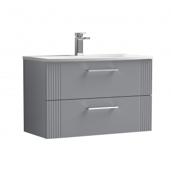 Nuie Deco Wall Hung 2-Drawer Vanity Unit with Basin-4 800mm Wide - Satin Grey