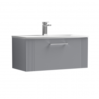 Nuie Deco Wall Hung 1-Drawer Vanity Unit with Basin-4 800mm Wide - Satin Grey