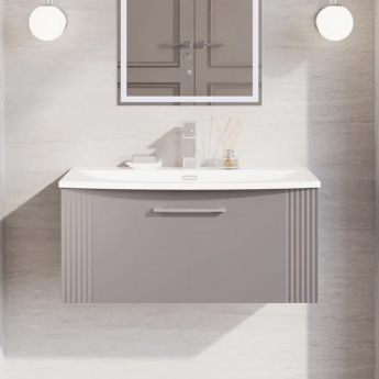 Nuie Deco Wall Hung 1-Drawer Vanity Unit with Basin-4 800mm Wide - Satin Grey
