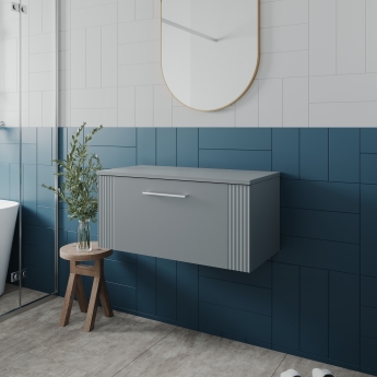 Nuie Deco Wall Hung 1-Drawer Vanity Unit with Worktop 800mm Wide - Satin Grey