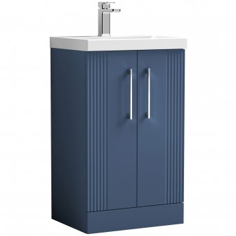 Nuie Deco Floor Standing 2-Door Vanity Unit with Basin-1 500mm Wide - Satin Blue