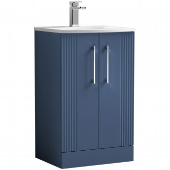 Nuie Deco Floor Standing 2-Door Vanity Unit with Basin-4 500mm Wide - Satin Blue
