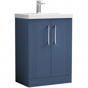 Nuie Deco Floor Standing 2-Door Vanity Unit with Basin-1 600mm Wide - Satin Blue