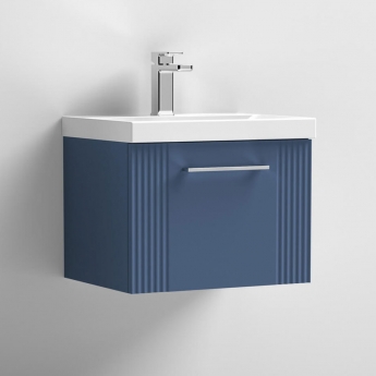 Nuie Deco Wall Hung 1-Drawer Vanity Unit with Basin-1 500mm Wide - Satin Blue
