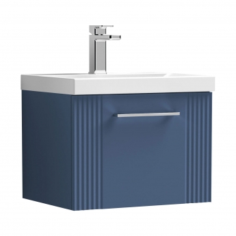 Nuie Deco Wall Hung 1-Drawer Vanity Unit with Basin-1 500mm Wide - Satin Blue