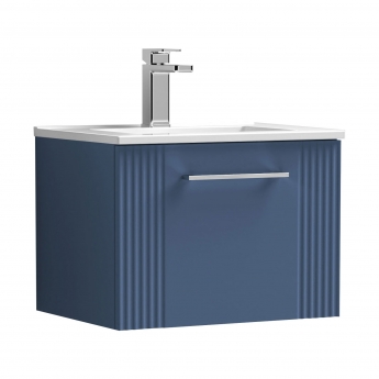 Nuie Deco Wall Hung 1-Drawer Vanity Unit with Basin-2 500mm Wide - Satin Blue